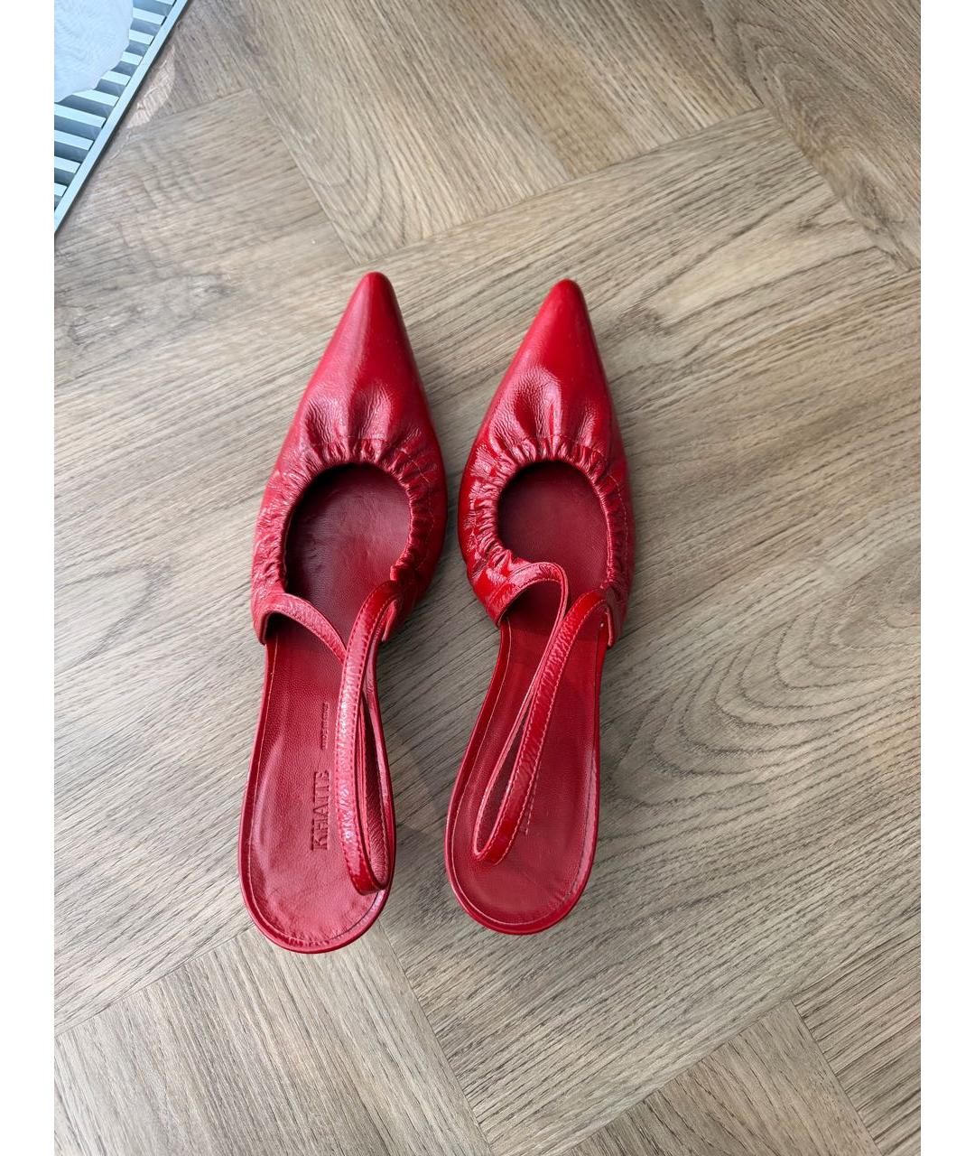 KHAITE Красные кожаные лодочки на низком каблуке, фото 2