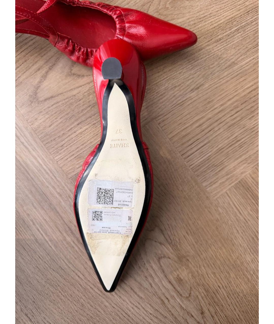 KHAITE Красные кожаные лодочки на низком каблуке, фото 6
