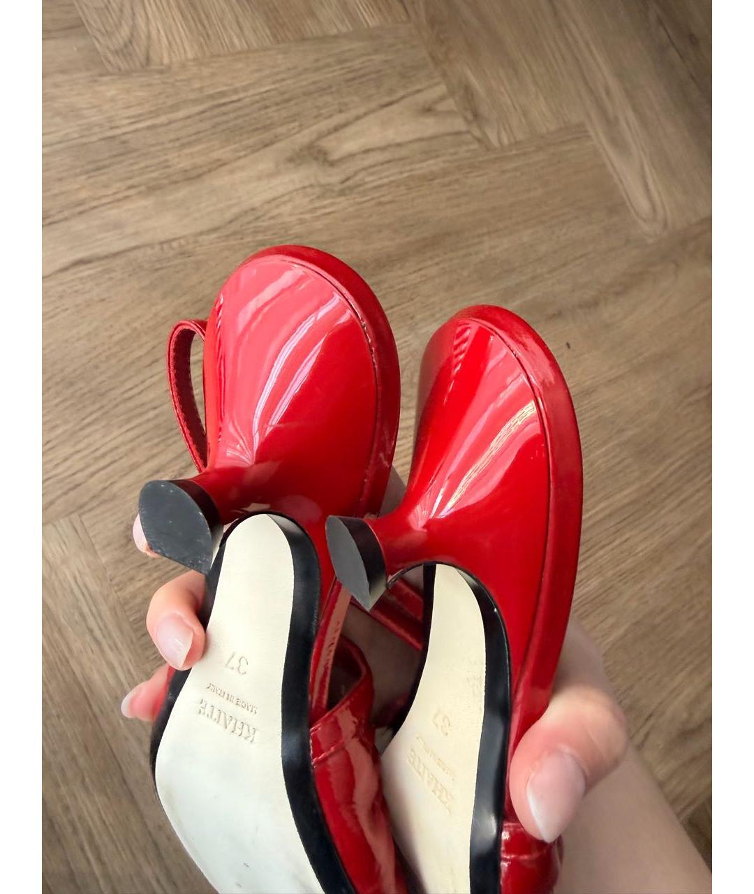 KHAITE Красные кожаные лодочки на низком каблуке, фото 4