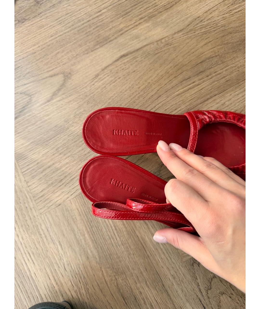 KHAITE Красные кожаные лодочки на низком каблуке, фото 5