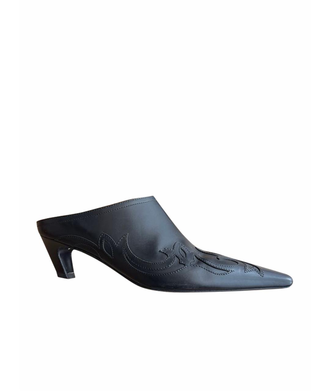 KHAITE Черные кожаные мюли, фото 1