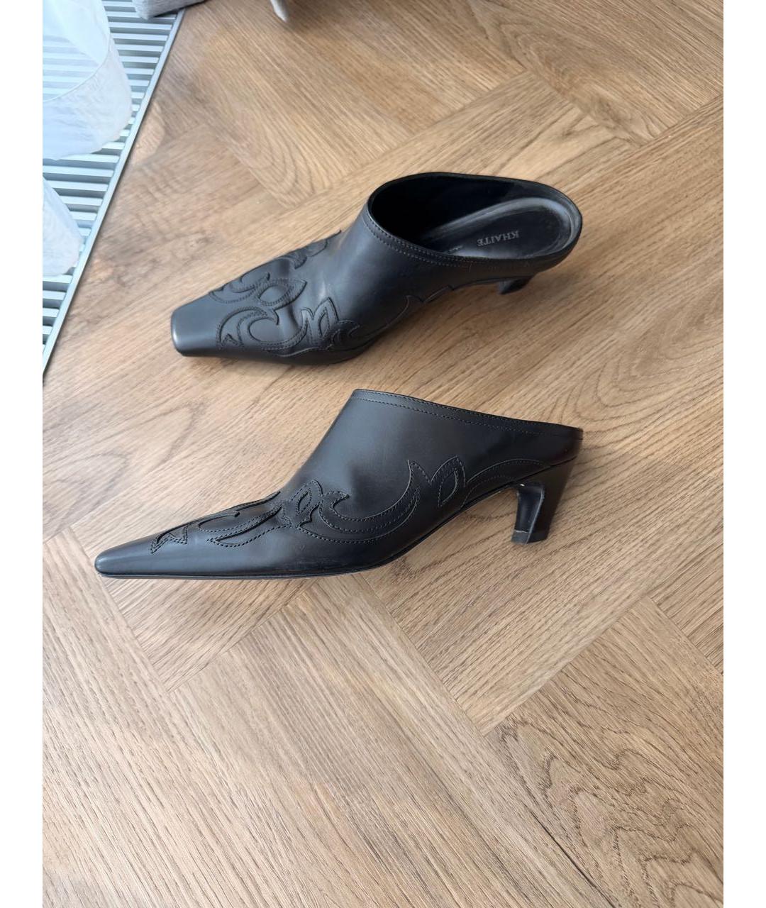 KHAITE Черные кожаные мюли, фото 9