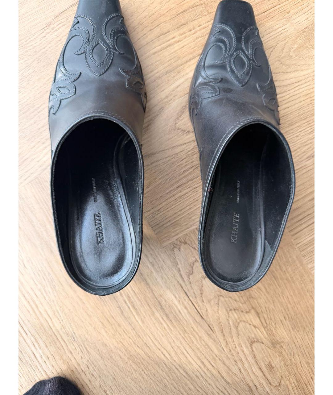 KHAITE Черные кожаные мюли, фото 4