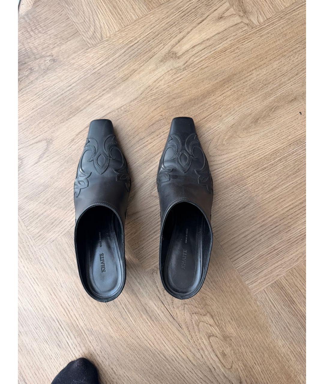 KHAITE Черные кожаные мюли, фото 3