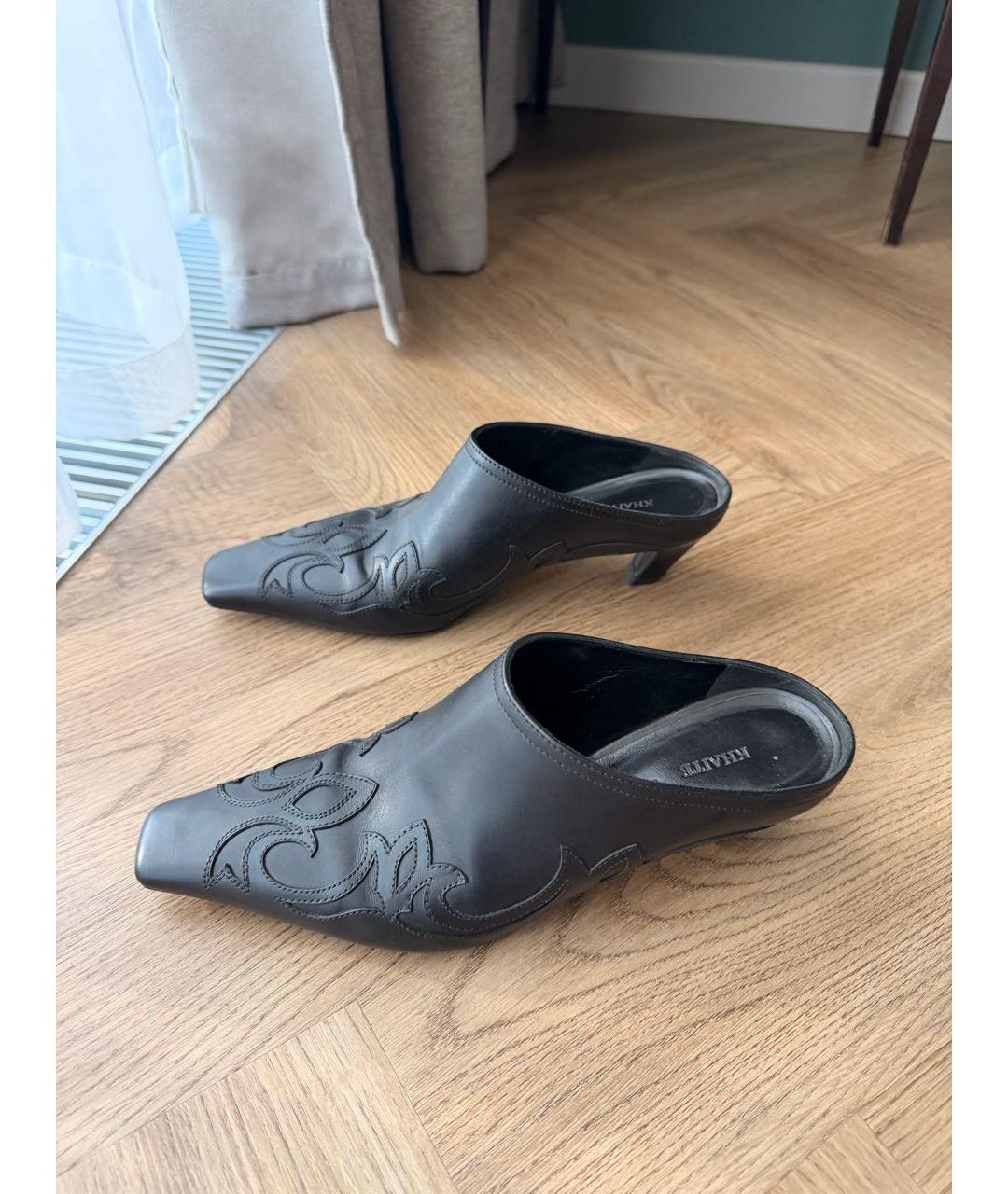 KHAITE Черные кожаные мюли, фото 2