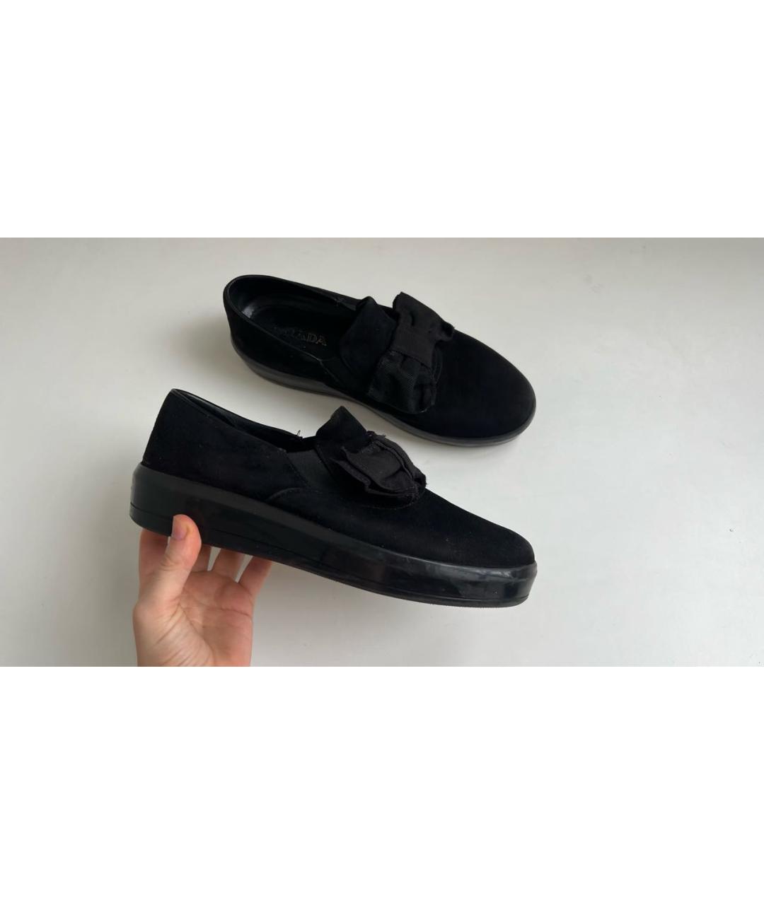 PRADA Черные замшевые слипоны, фото 2