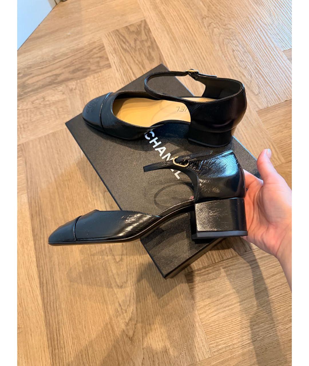 CHANEL Черные туфли из лакированной кожи, фото 7
