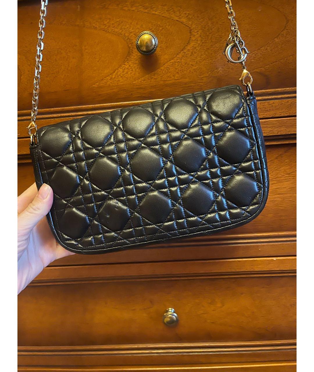 CHRISTIAN DIOR Черная кожаная сумка через плечо, фото 3