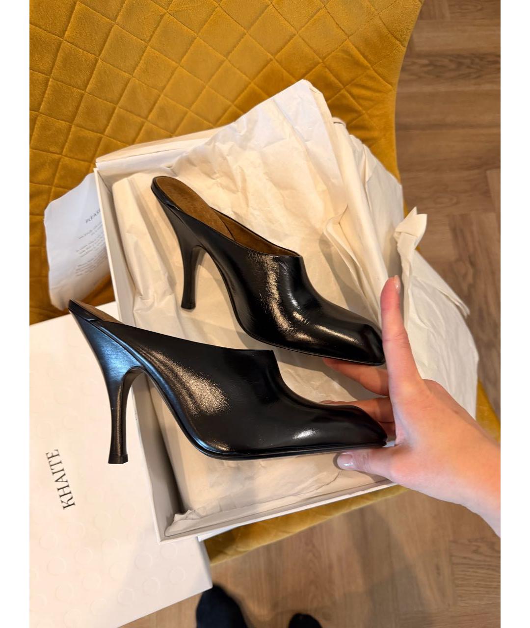 KHAITE Черные кожаные мюли, фото 8