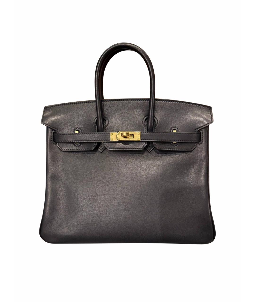 HERMES Черная кожаная сумка с короткими ручками, фото 1