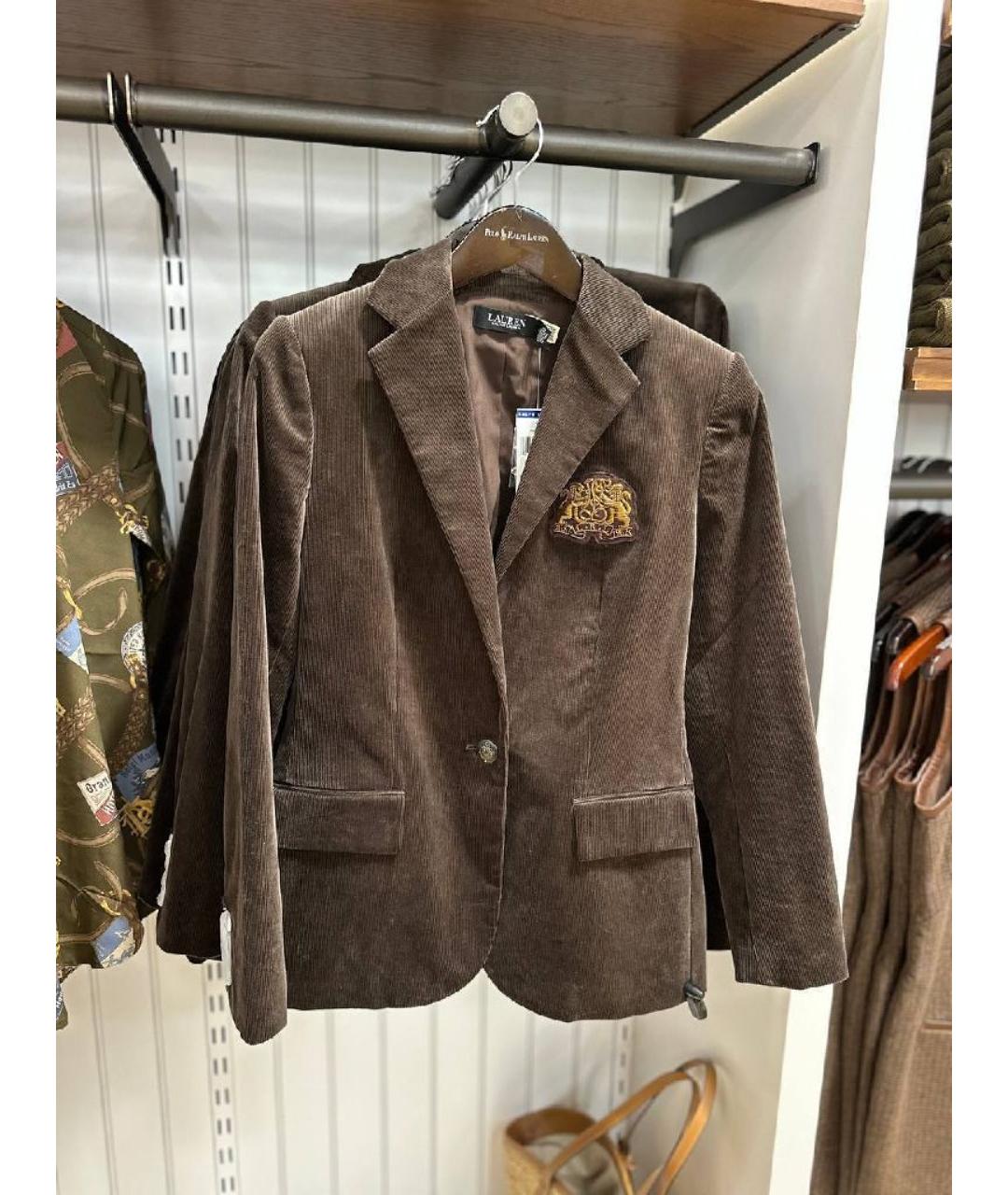 RALPH LAUREN Коричневый хлопковый жакет/пиджак, фото 2