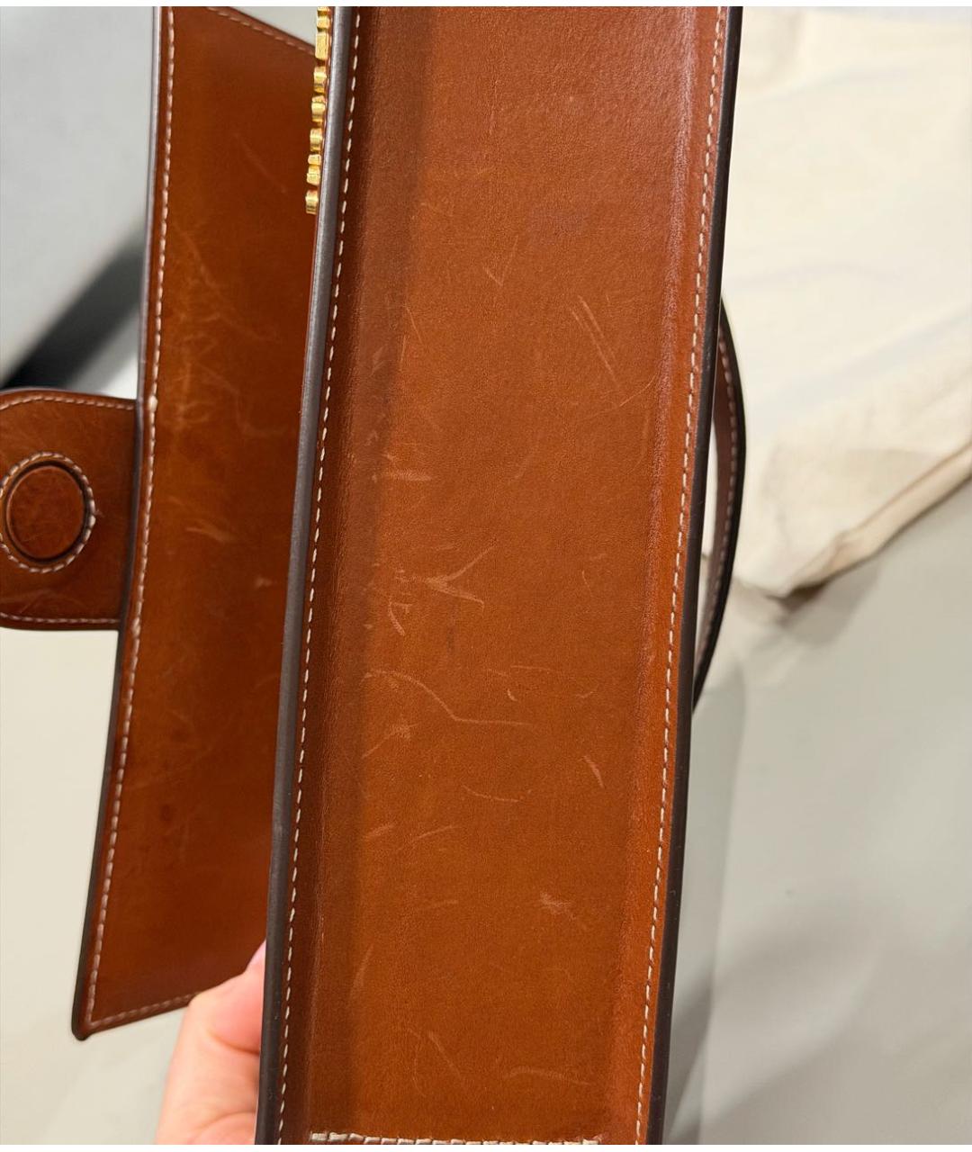 JACQUEMUS Коричневая кожаная сумка с короткими ручками, фото 7