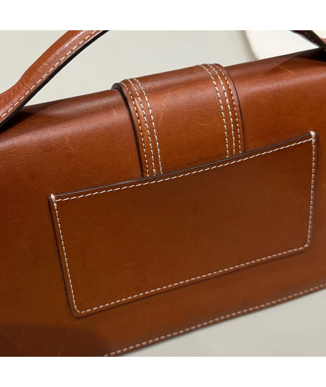 JACQUEMUS Коричневая кожаная сумка с короткими ручками, фото 6