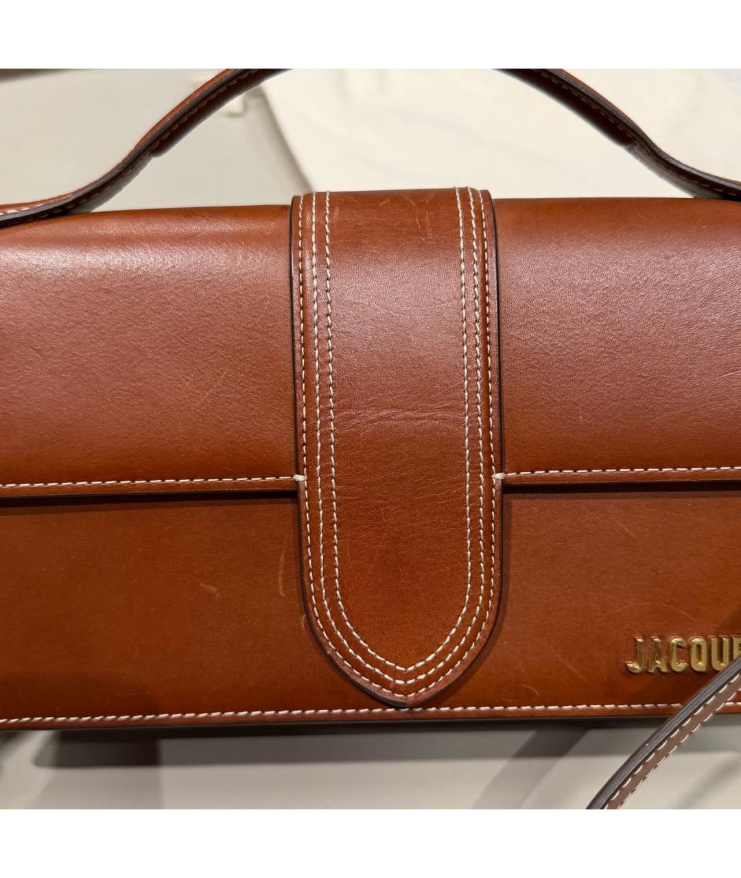 JACQUEMUS Коричневая кожаная сумка с короткими ручками, фото 5