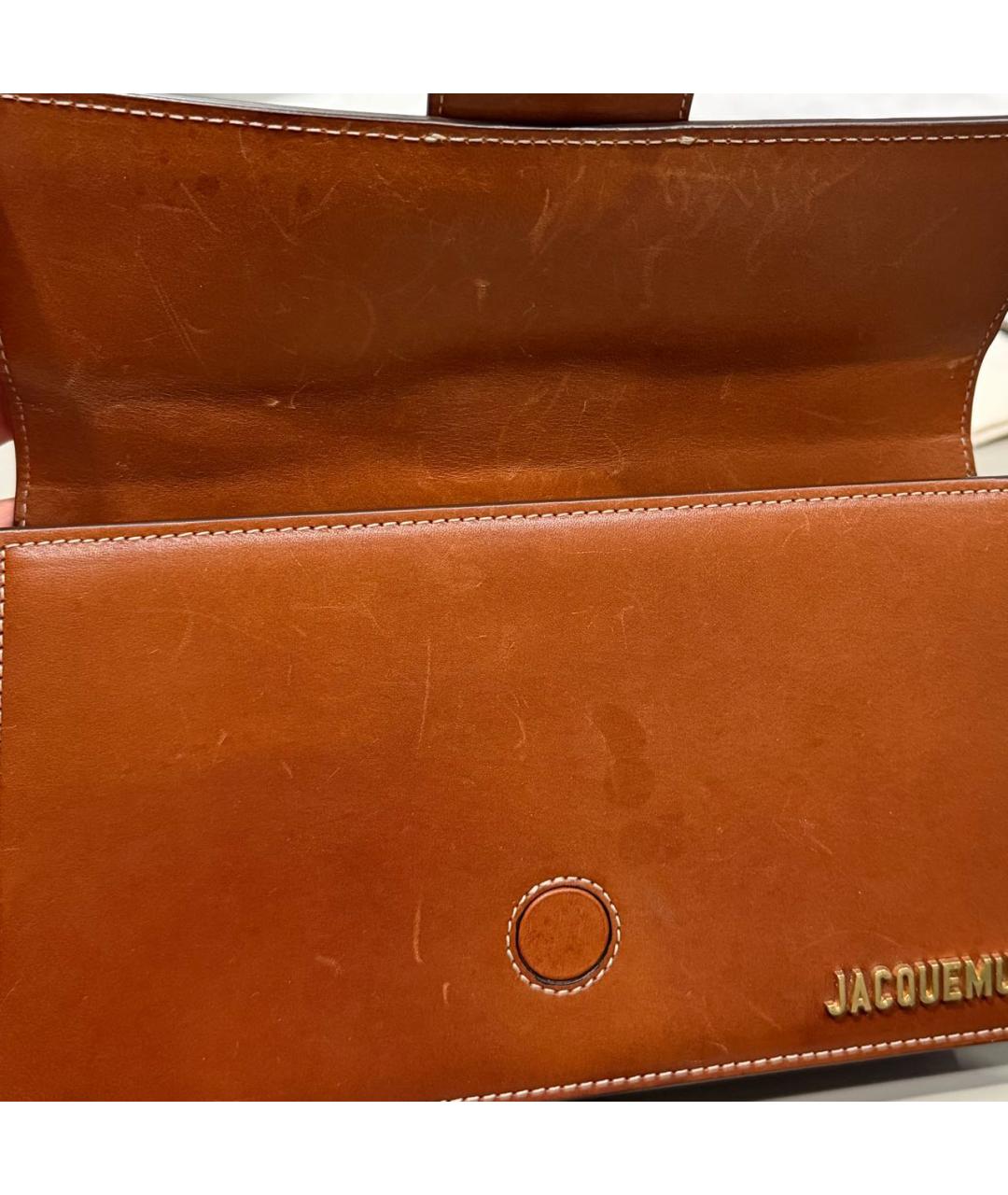 JACQUEMUS Коричневая кожаная сумка с короткими ручками, фото 8