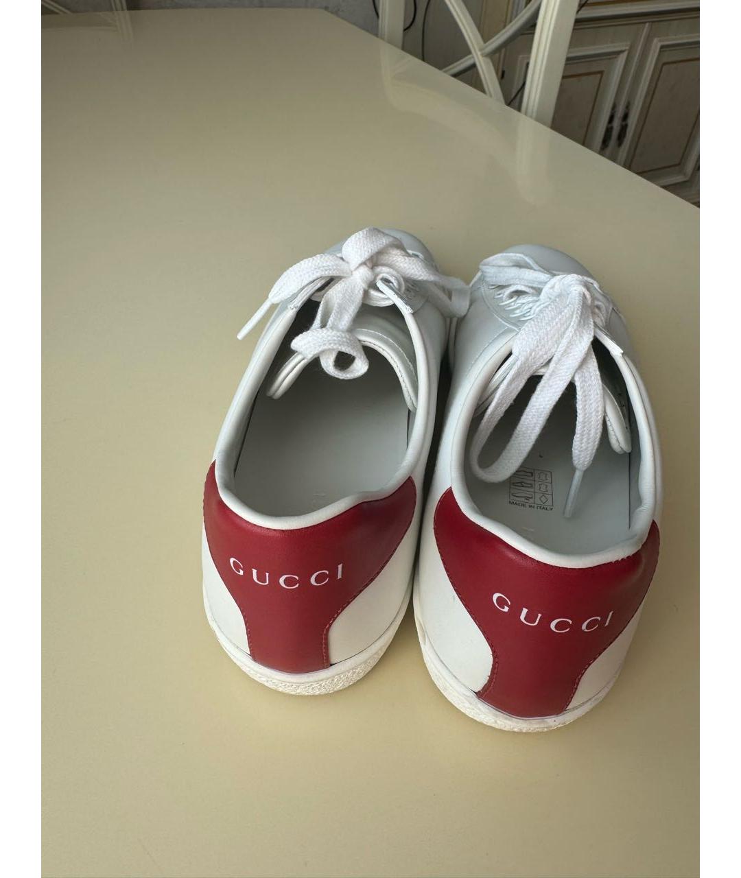 GUCCI Белые кожаные кеды, фото 4