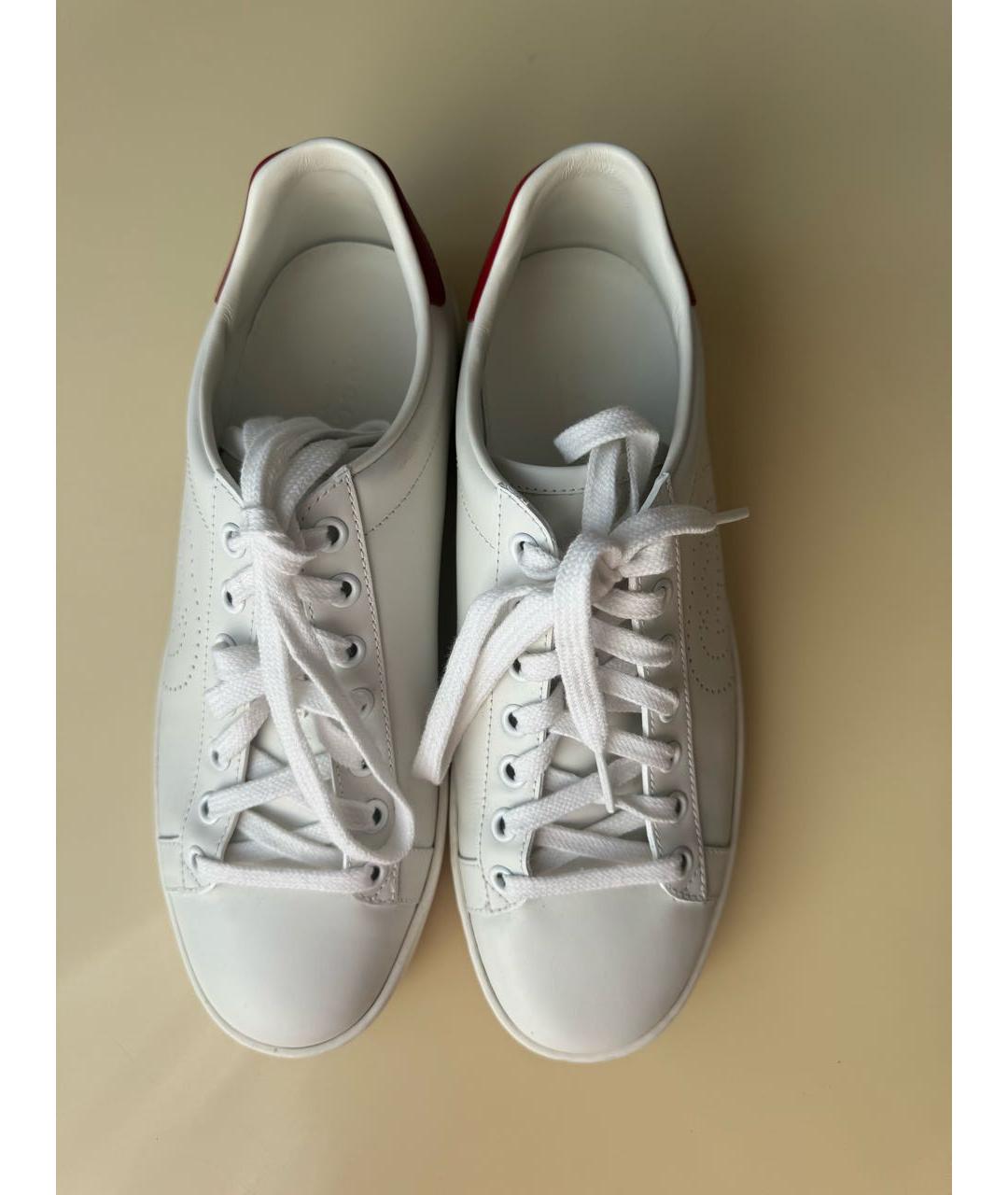 GUCCI Белые кожаные кеды, фото 3