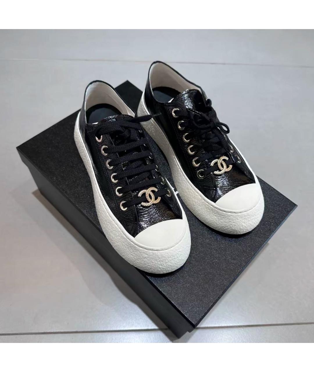 CHANEL Черные кожаные кеды, фото 5