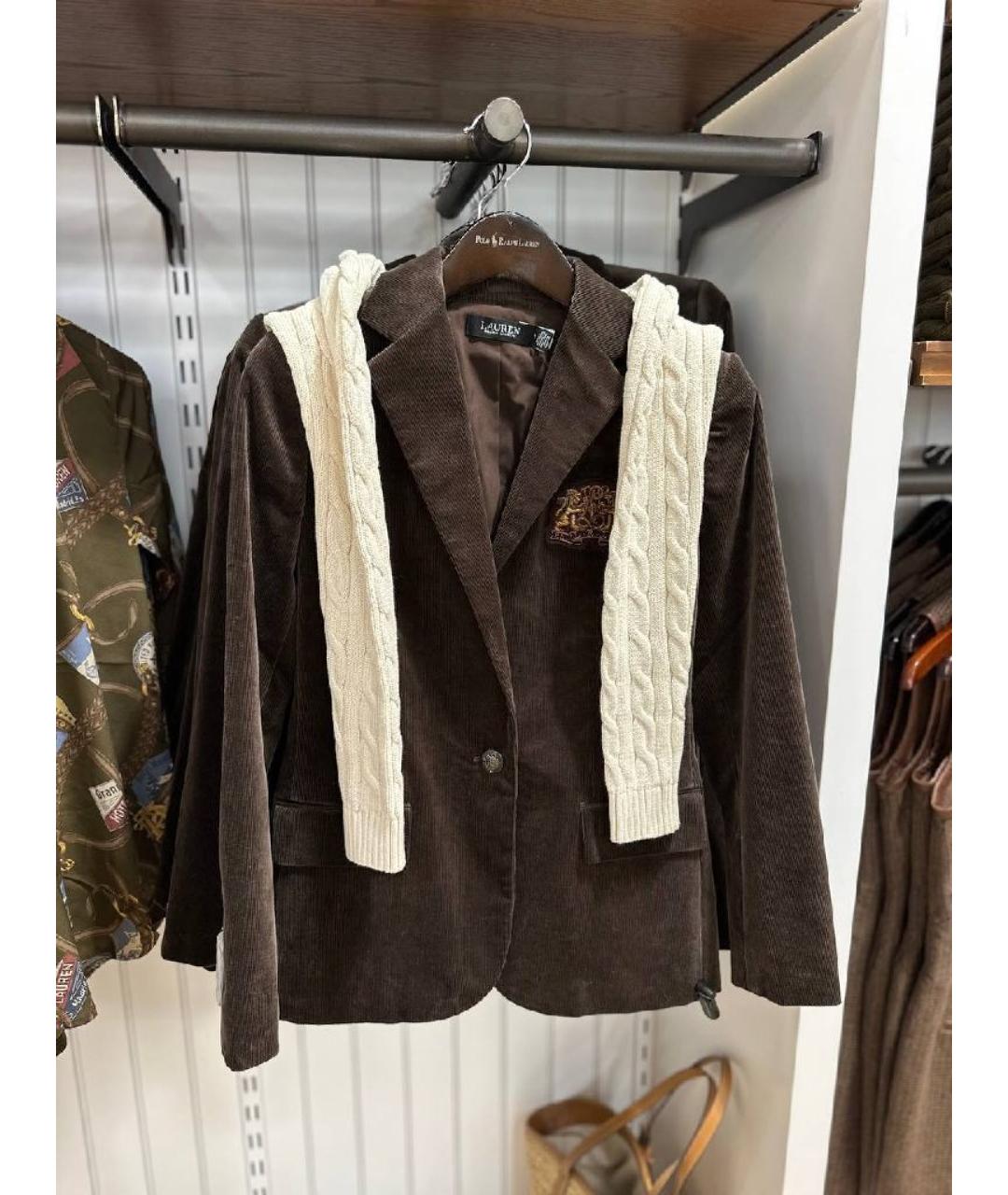 RALPH LAUREN Коричневый хлопковый жакет/пиджак, фото 3