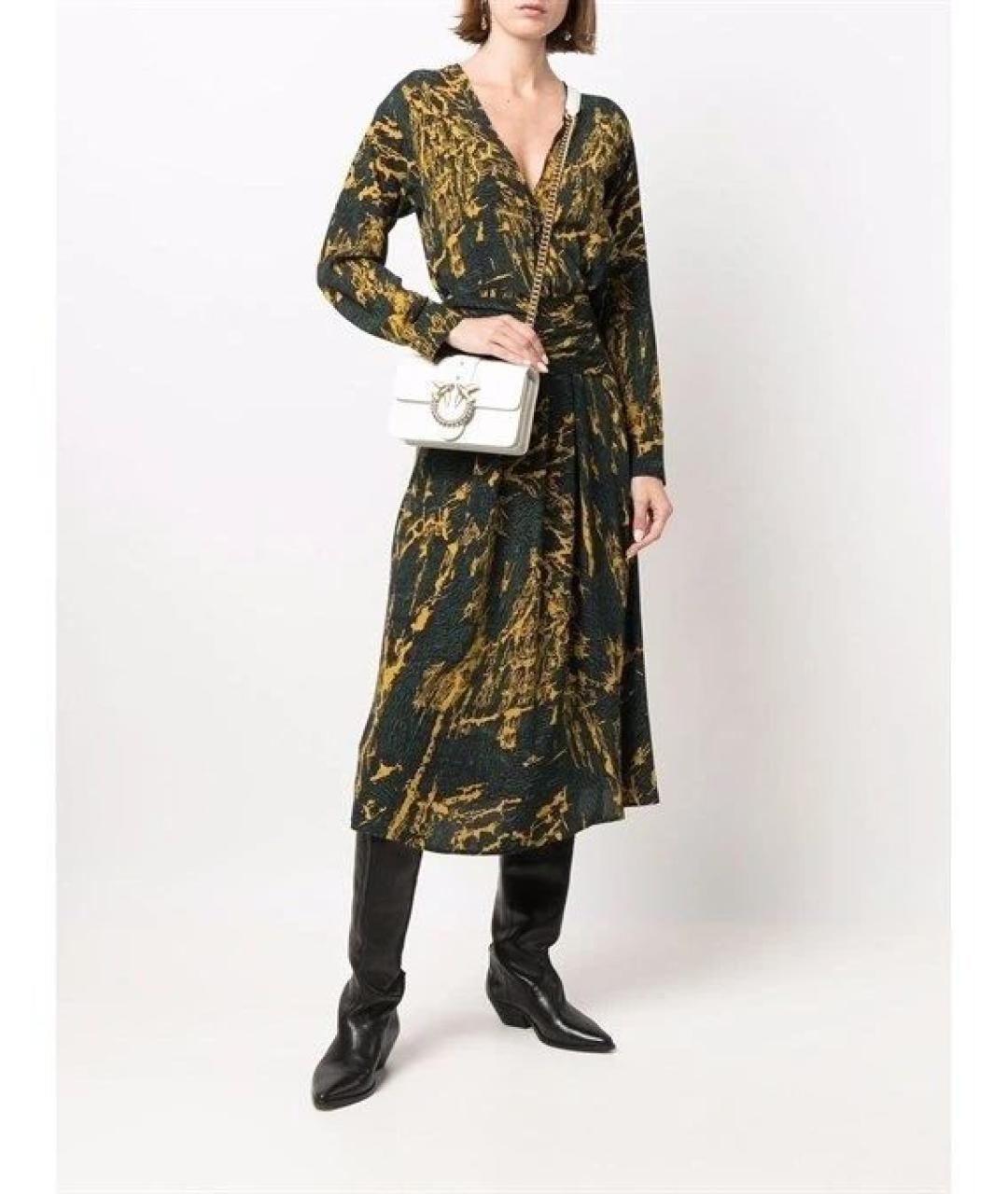 PINKO Зеленые вискозное повседневное платье, фото 2