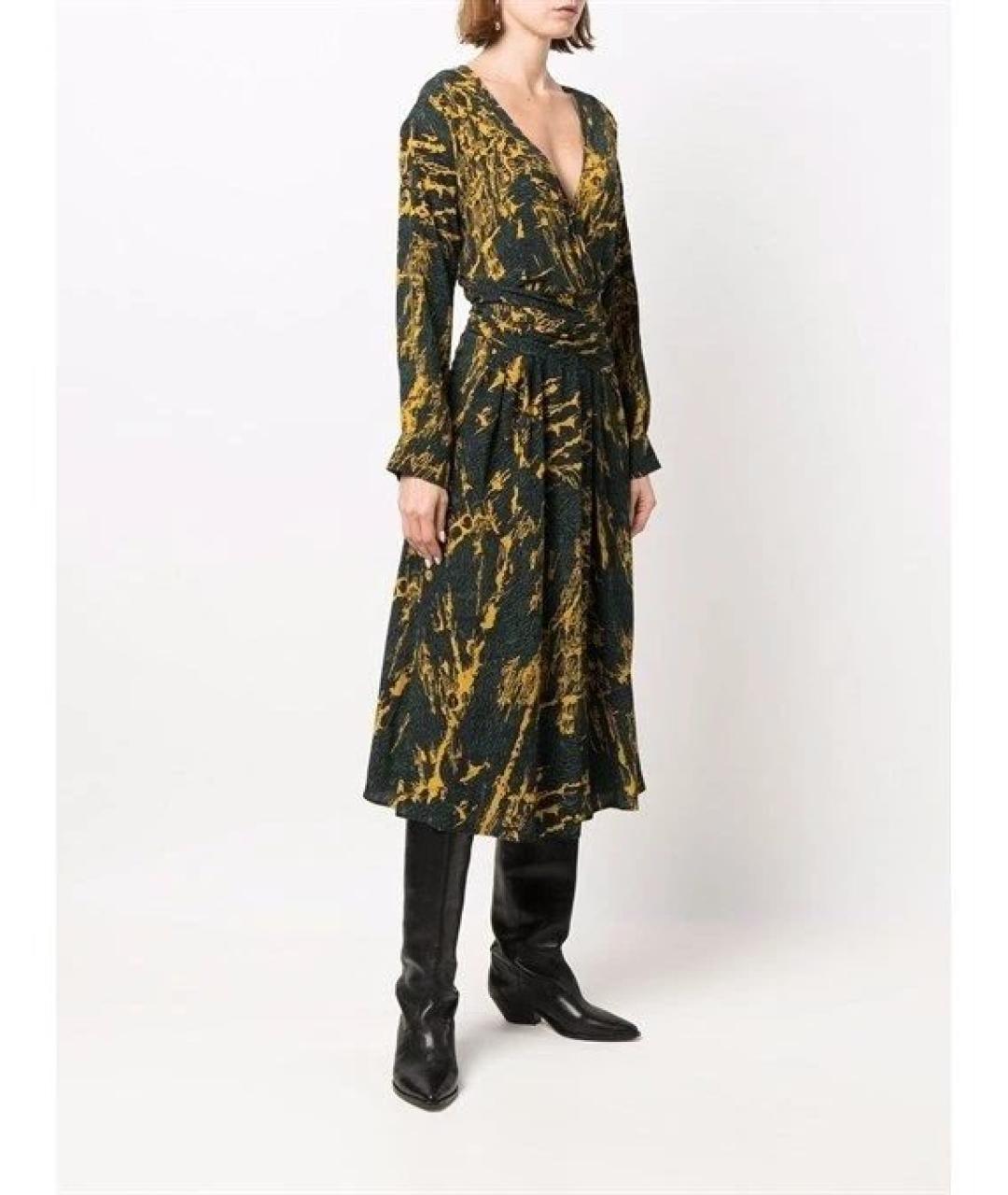 PINKO Зеленые вискозное повседневное платье, фото 4