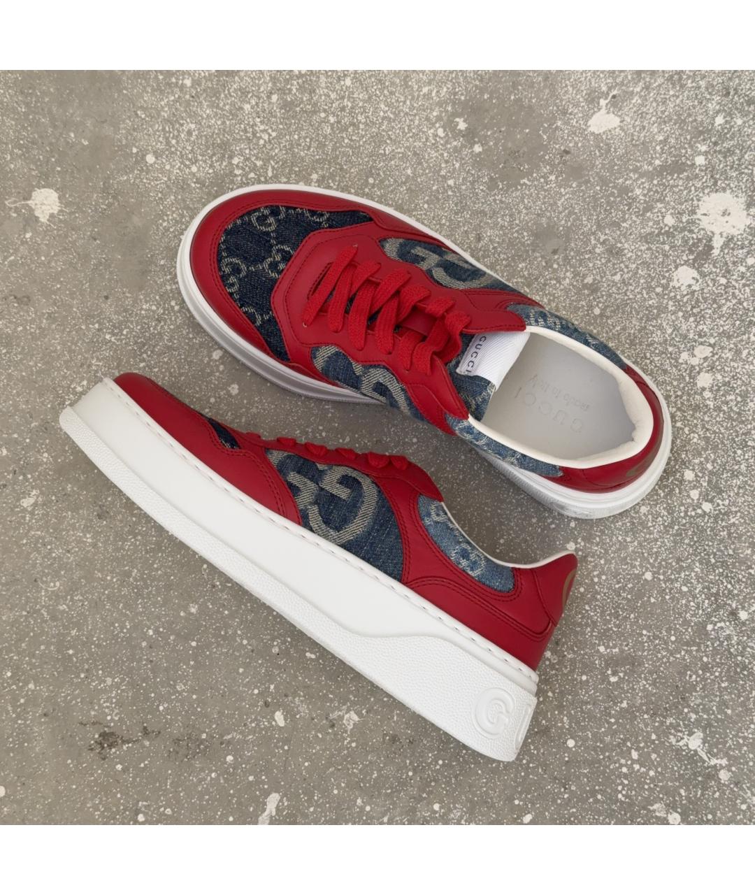 GUCCI Красные кожаные кеды, фото 5