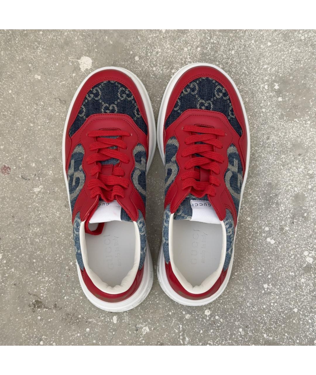 GUCCI Красные кожаные кеды, фото 4