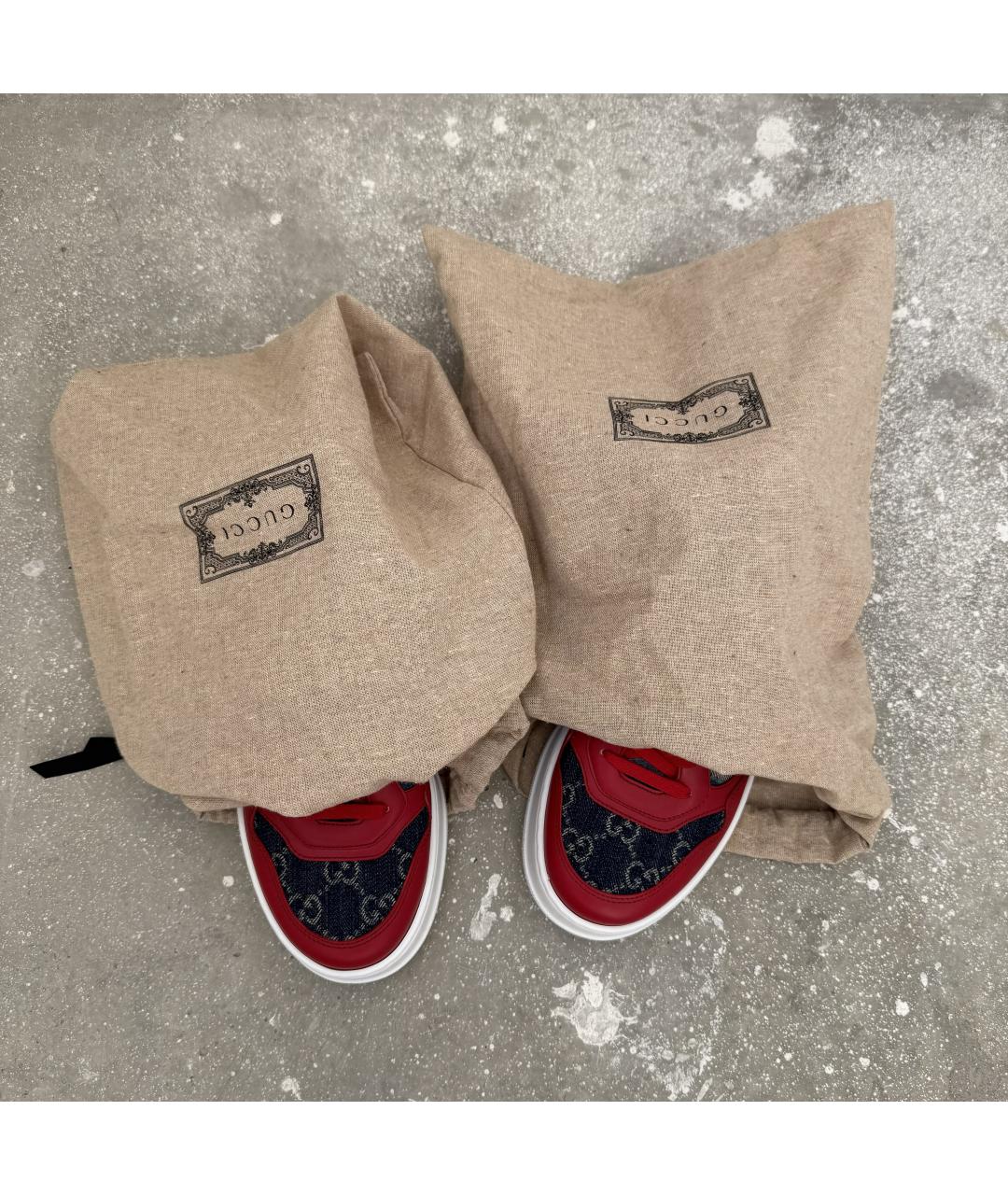 GUCCI Красные кожаные кеды, фото 9