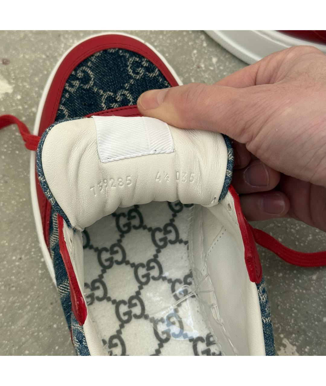 GUCCI Красные кожаные кеды, фото 8