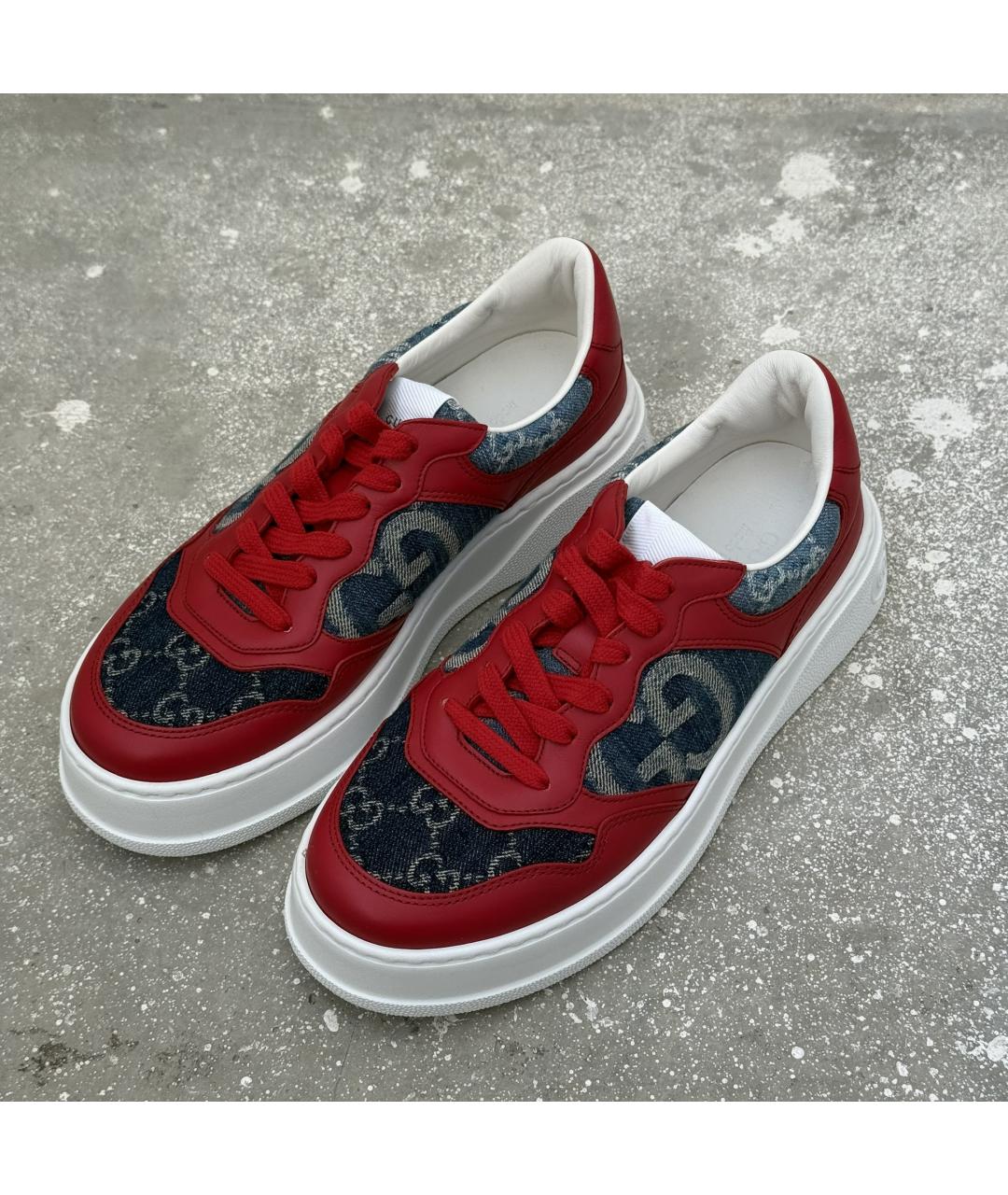 GUCCI Красные кожаные кеды, фото 2