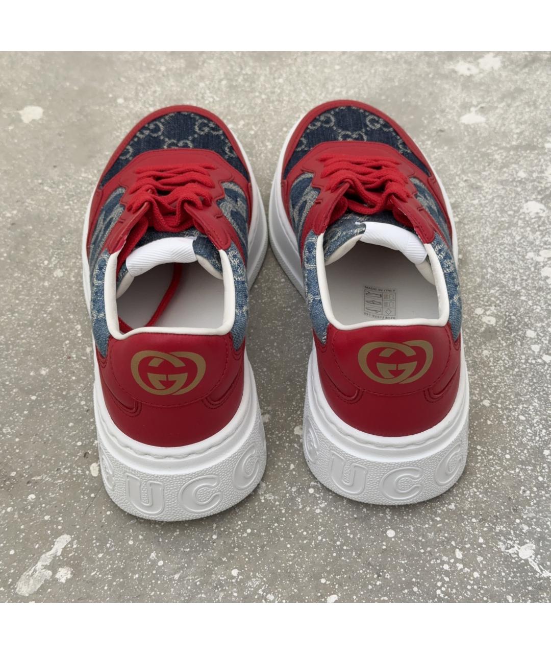 GUCCI Красные кожаные кеды, фото 7