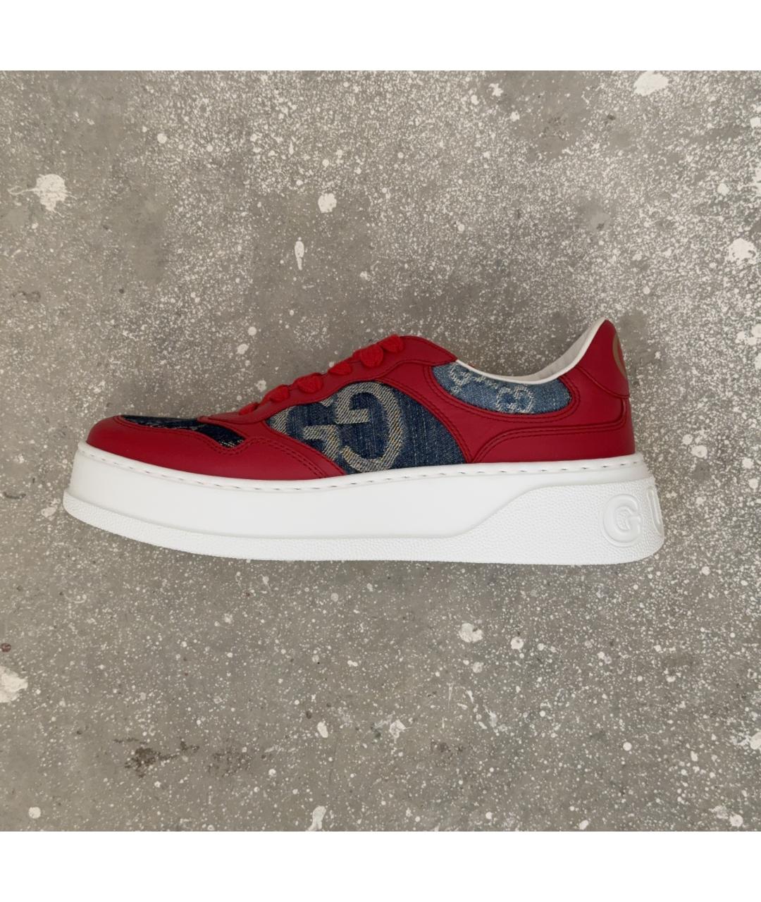 GUCCI Красные кожаные кеды, фото 10