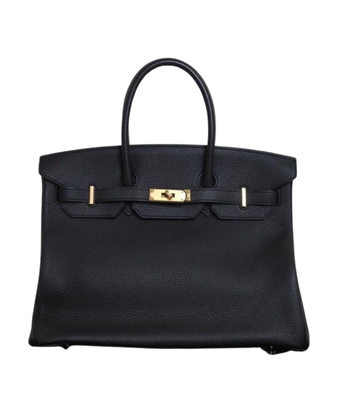 HERMES Черная кожаная сумка с короткими ручками, фото 5