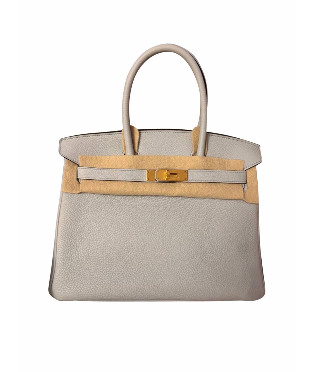 HERMES Серая кожаная сумка с короткими ручками, фото 1