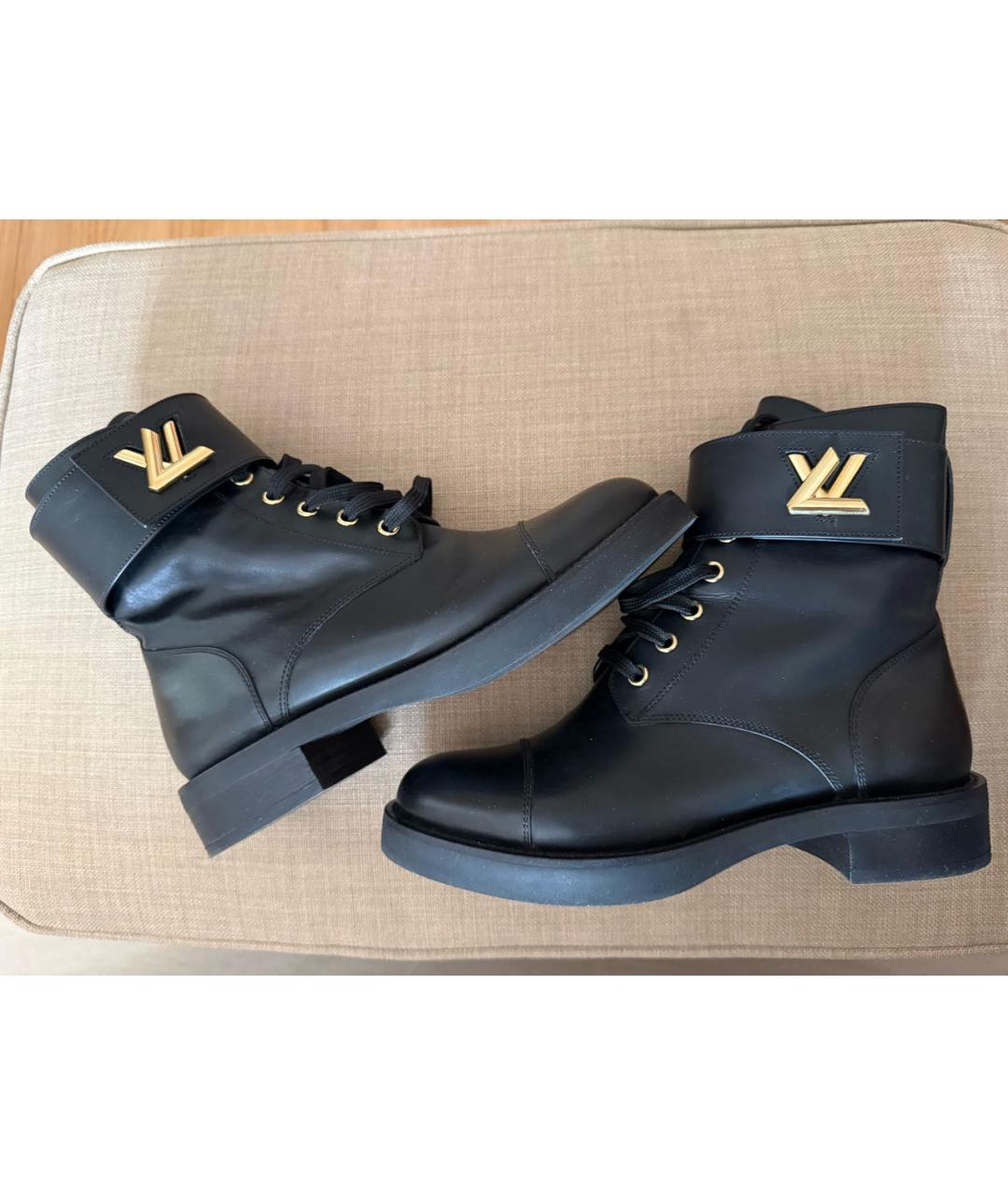 LOUIS VUITTON Черные кожаные ботинки, фото 5