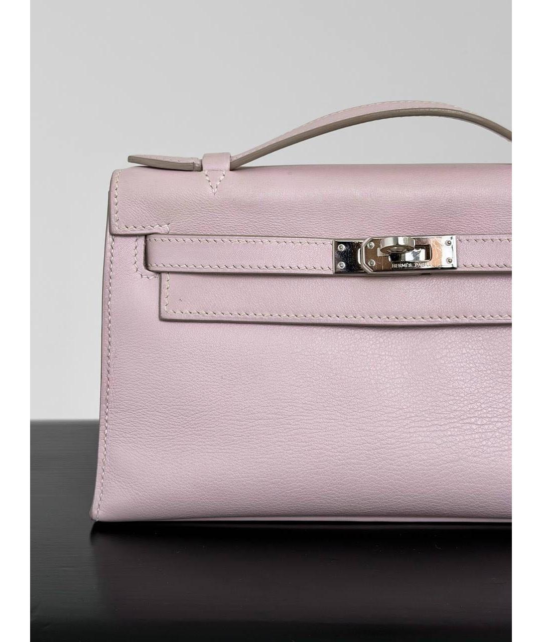 HERMES Розовая кожаная сумка с короткими ручками, фото 2