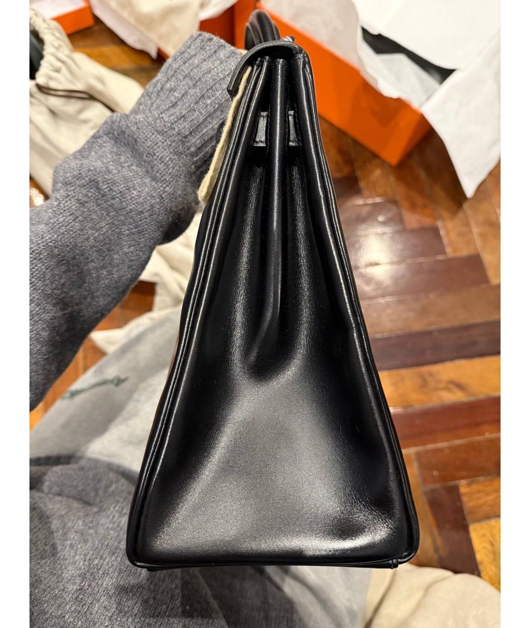 HERMES Черная кожаная сумка с короткими ручками, фото 4