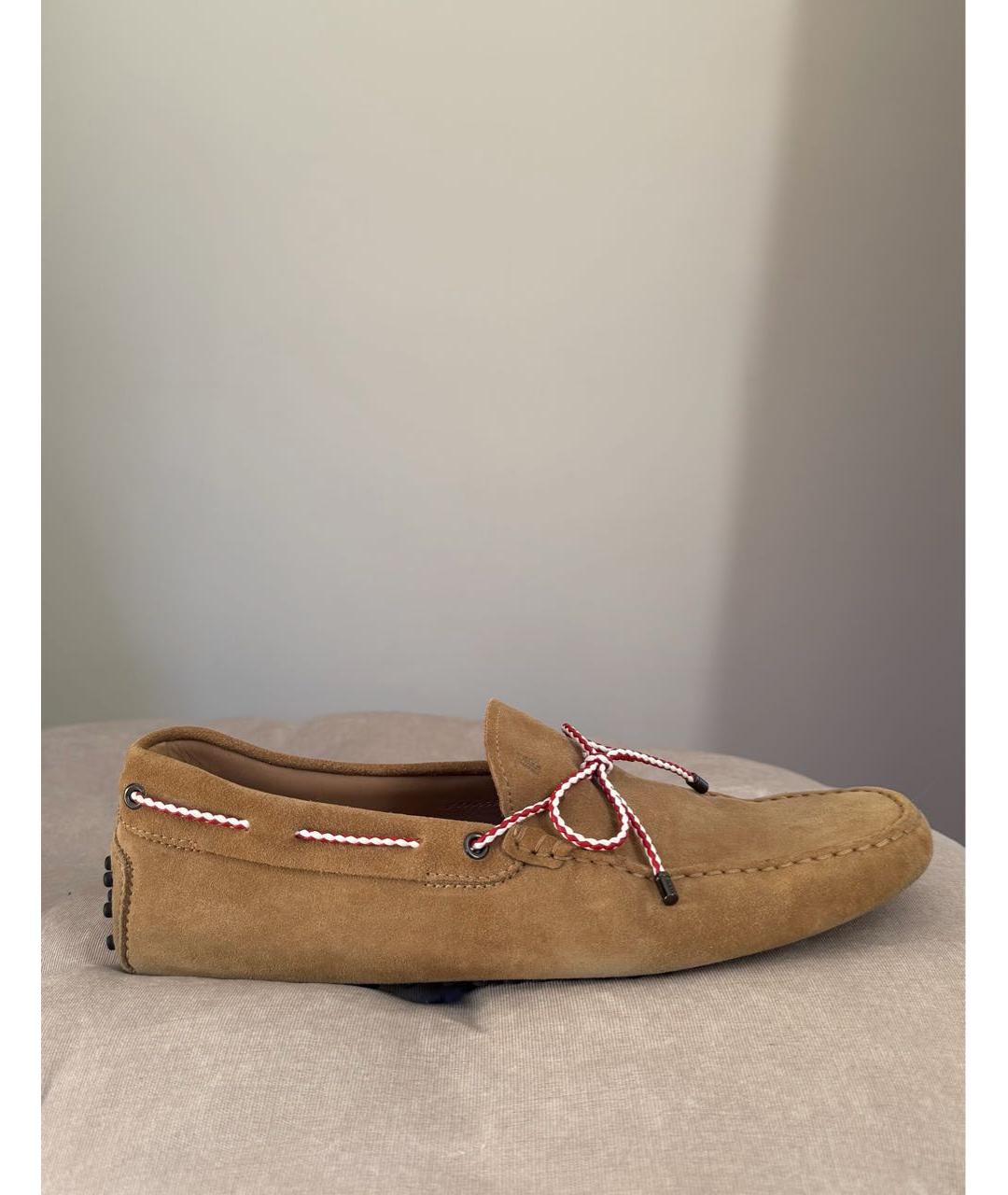 TOD'S Бежевые замшевые мокасины, фото 9