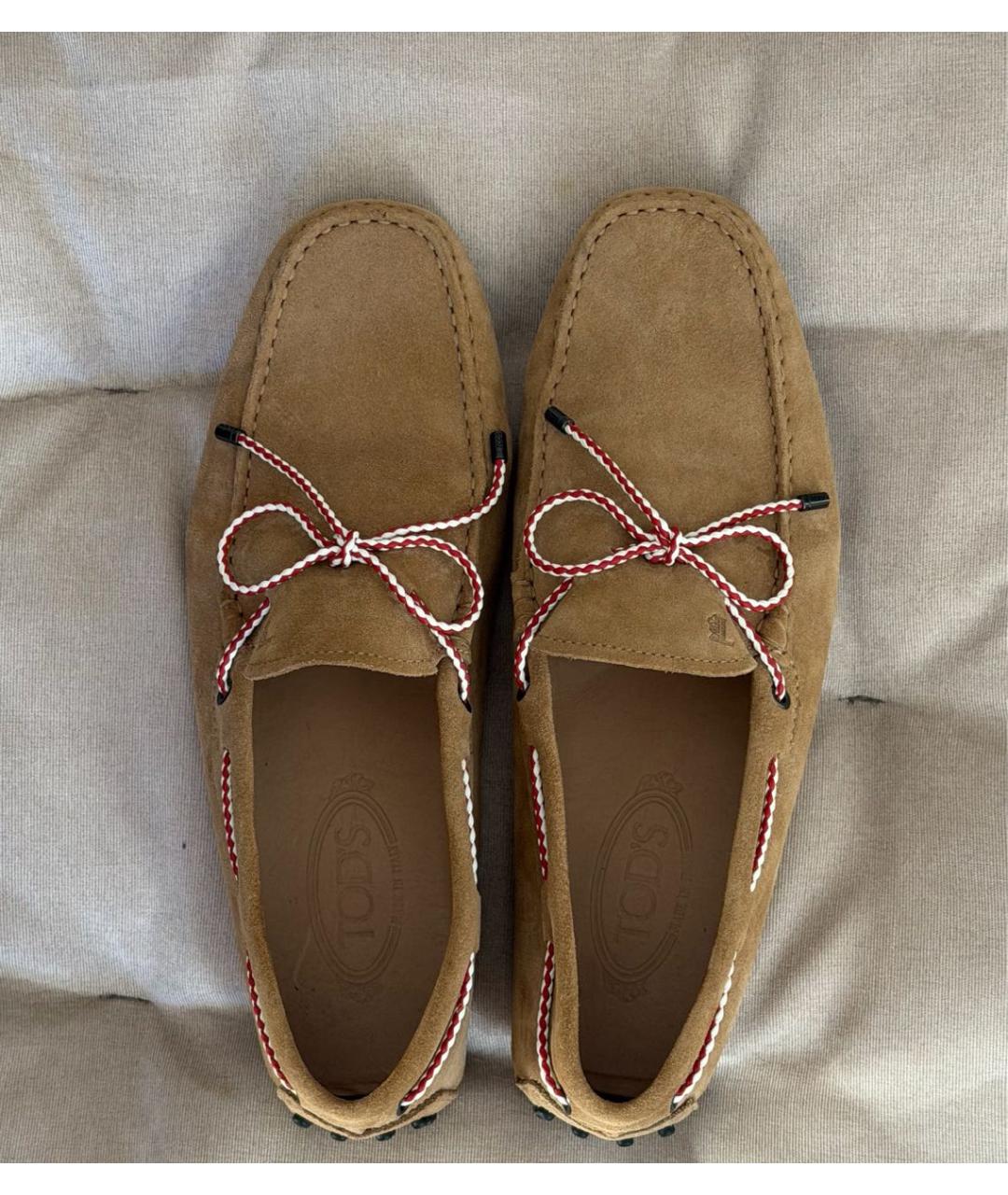 TOD'S Бежевые замшевые мокасины, фото 8
