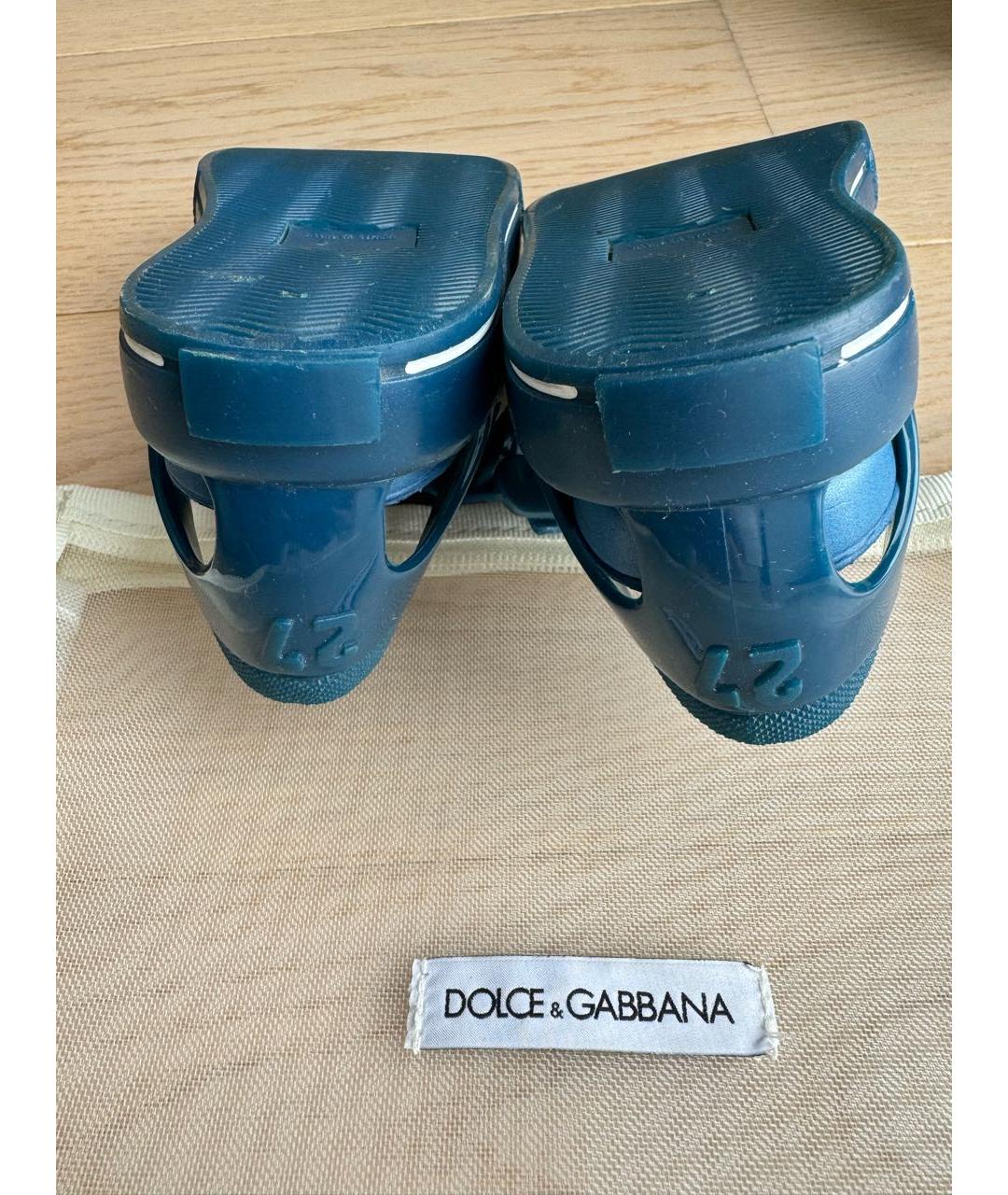 DOLCE&GABBANA Темно-синие резиновые сандалии и шлепанцы, фото 5