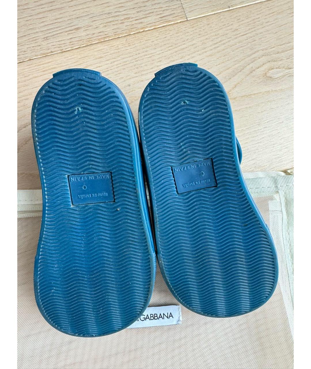 DOLCE&GABBANA Темно-синие резиновые сандалии и шлепанцы, фото 6