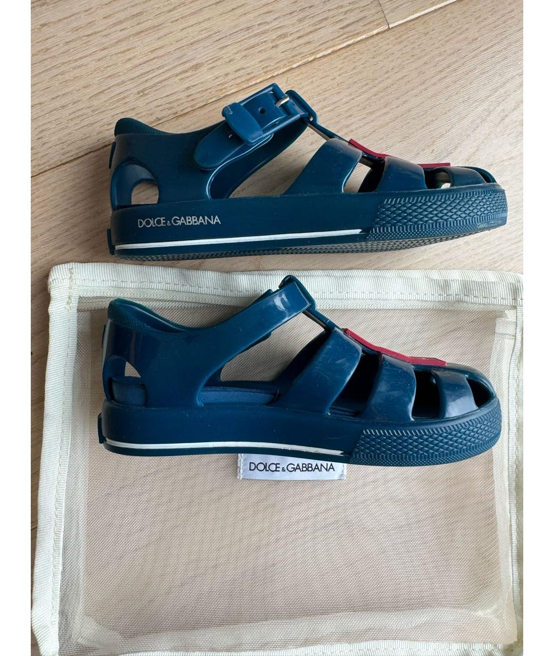 DOLCE&GABBANA Темно-синие резиновые сандалии и шлепанцы, фото 7