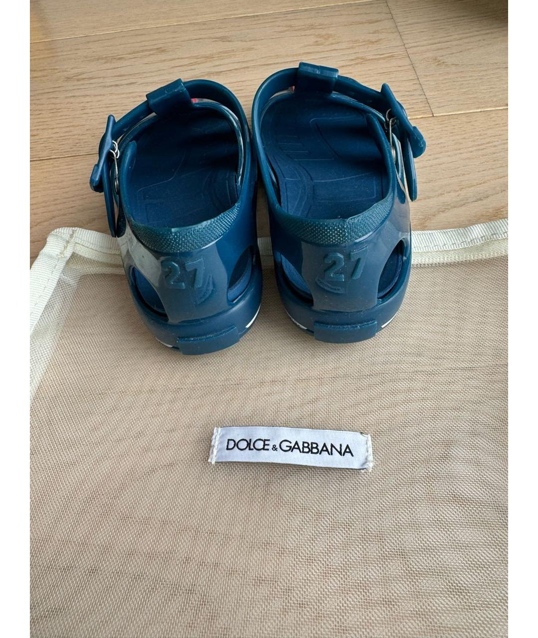DOLCE&GABBANA Темно-синие резиновые сандалии и шлепанцы, фото 3
