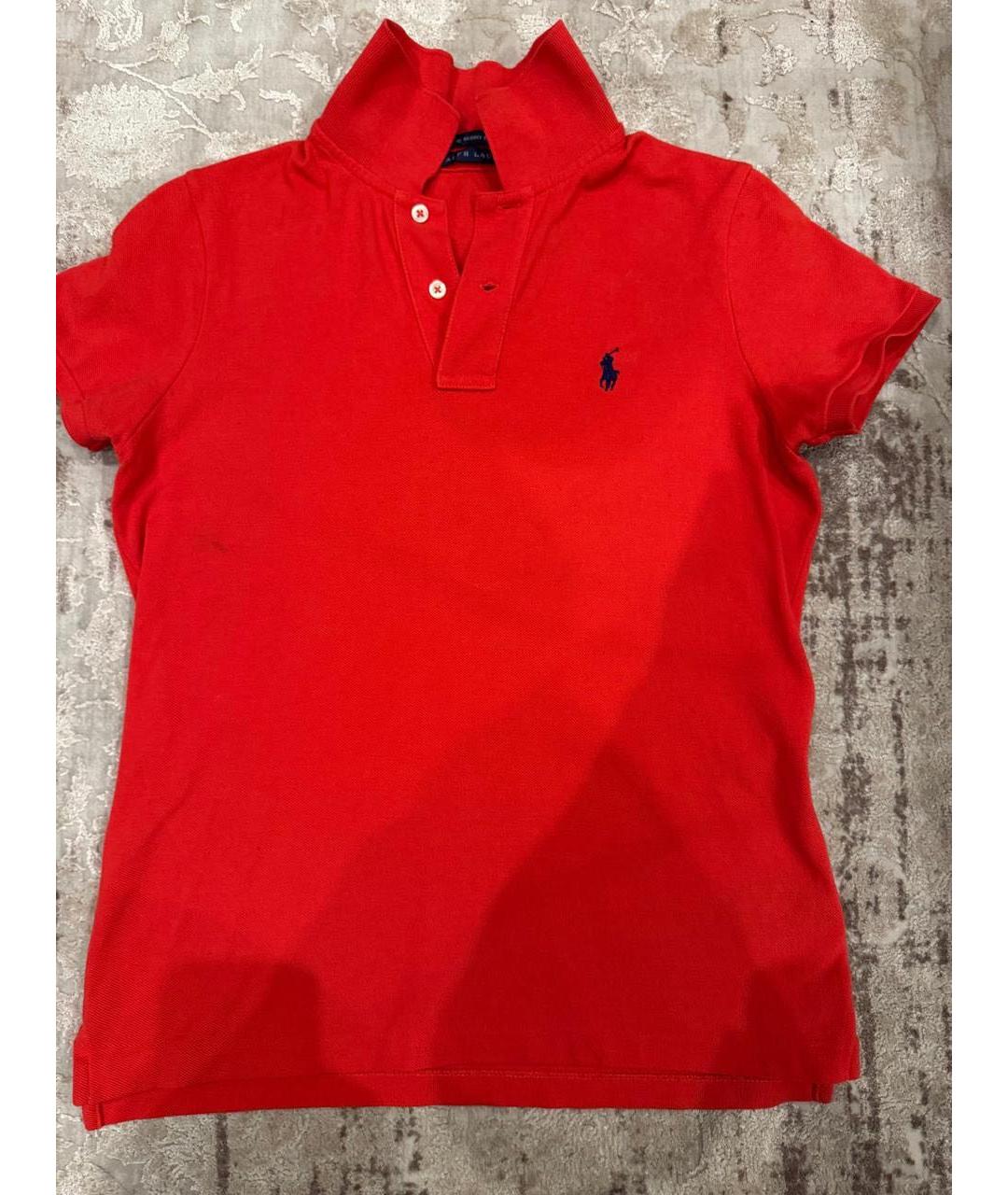 RALPH LAUREN Красная хлопковая футболка, фото 5