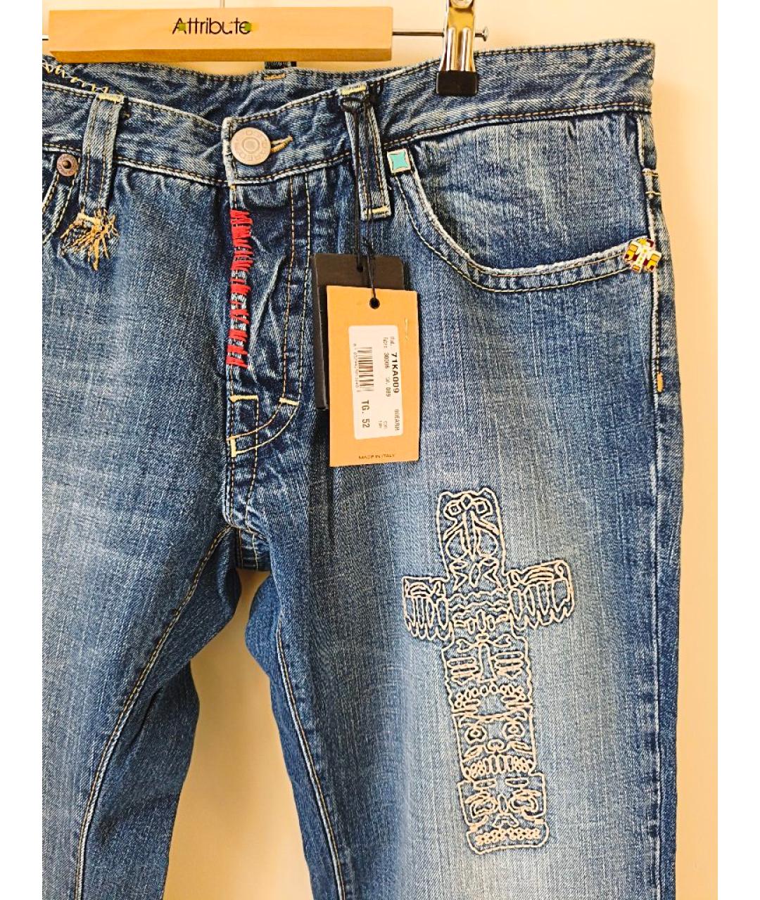 DSQUARED2 Голубые хлопковые прямые джинсы, фото 4