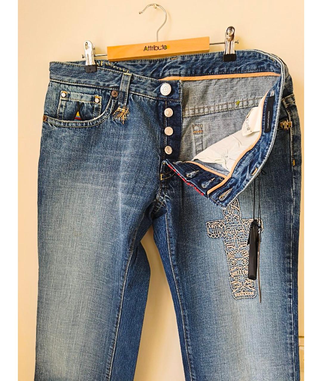 DSQUARED2 Голубые хлопковые прямые джинсы, фото 9