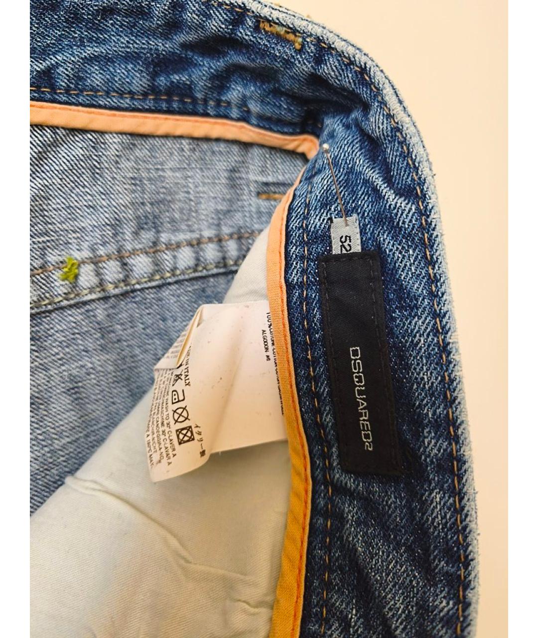 DSQUARED2 Голубые хлопковые прямые джинсы, фото 8