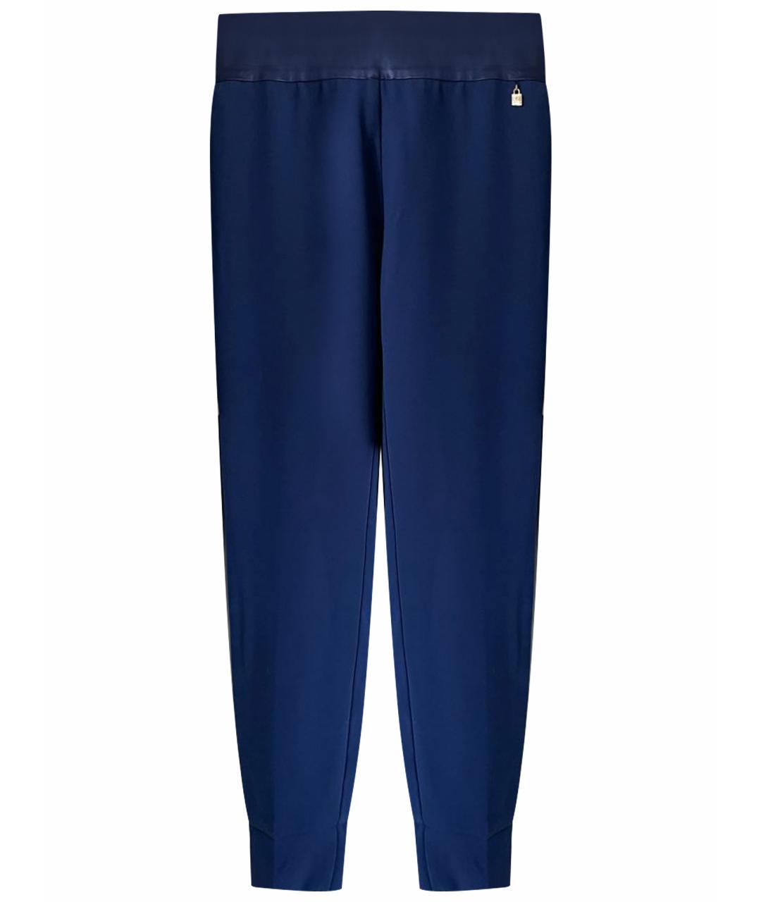 ELISABETTA FRANCHI Синие полиэстеровые прямые брюки, фото 1