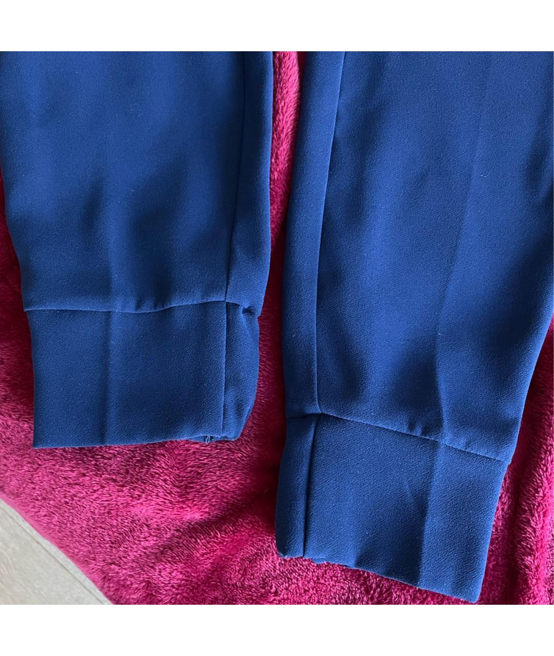 ELISABETTA FRANCHI Синие полиэстеровые прямые брюки, фото 4