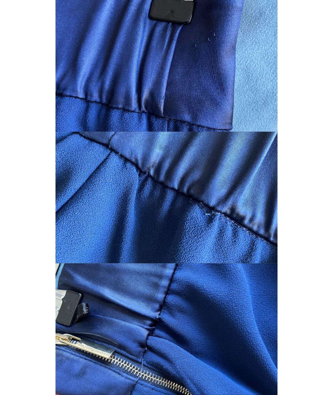 ELISABETTA FRANCHI Синие полиэстеровые прямые брюки, фото 7